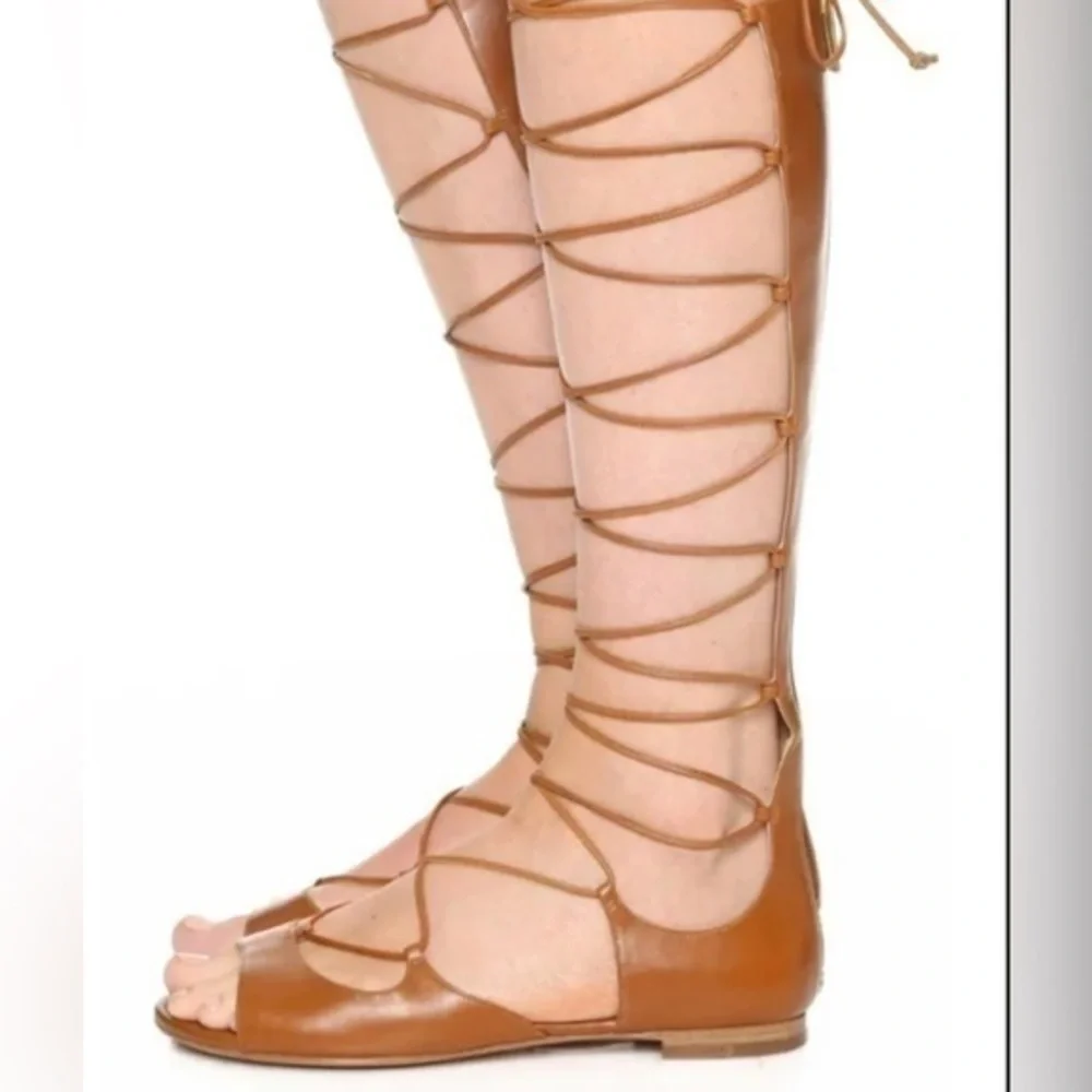 Michael Kors Birdie leather lace-up Gladiator sandals in brown  Authentic
